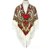 51*51In Women Scarf Square Shawl Retro Fringed Cotton Print Scarves Hijab Wraps Russian Ukrainian Embroidery Cape Bandana