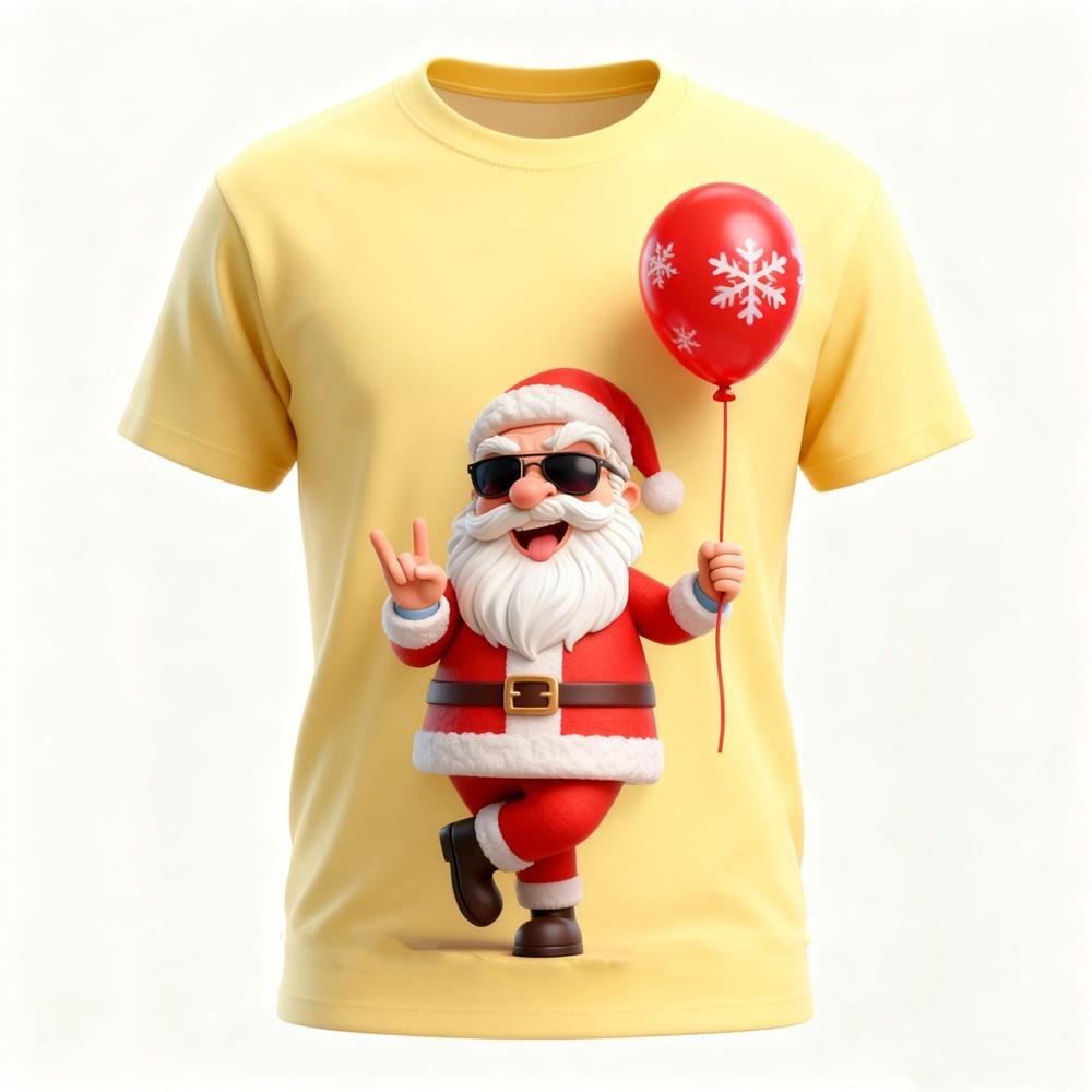 

Футболка с 3D-принтом и забавным узором Санта-Клауса - Креативный и уникальный дизайн, мужская одежда с коротким рукавом для рождественской тематической вечеринки S