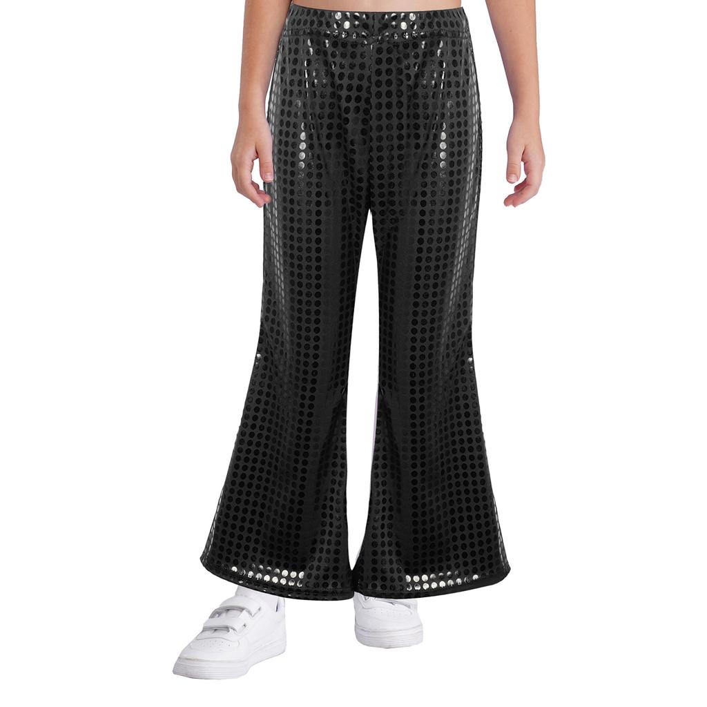 Dětské performance kalhoty Elastický pas Rozšířený design Lesklé flitry Pódium Show Taneční oblečení