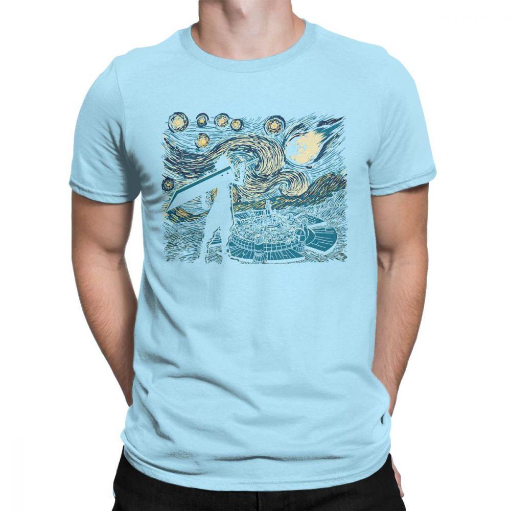 Men Starry Fantasy Van Gogh Final Fantasy T Shirts Portrait Vincent Pop Art Game Cotton Funny Short Sleeve Tees Gift T-Shirts