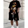 Men'S Summer Casual Fashion Outfit Set Donald Duck World Graphic T-Shirt Shorts Casual AttirePlayful Print Design Tracksuit Set