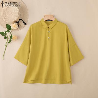 Γυναικεία Μπλούζα με Γιακά που Γυρίζει προς τα Κάτω, Φαρδιά, Casual, με Μανίκια 3/4