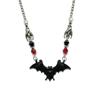Gothic Personality Red Crystal Beads Vampire Black Bat Pendant Necklace for Women Men Hallowmas Party Collar Chain Jewelry Gifts