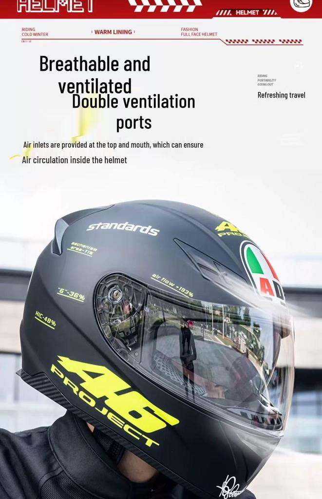 3C Certified Full Face Motorcycle Helmet for Men & Women - All-Season, Trendy Autumn/Winter Design