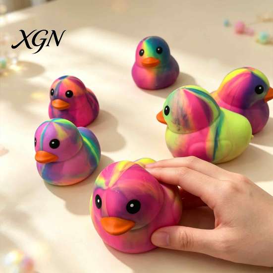 Gradient Duck Stress Relievers Rainbow Relief Toy, Slow Rise Colorful Squeeze Toy Soft Sensory Fidget Desk