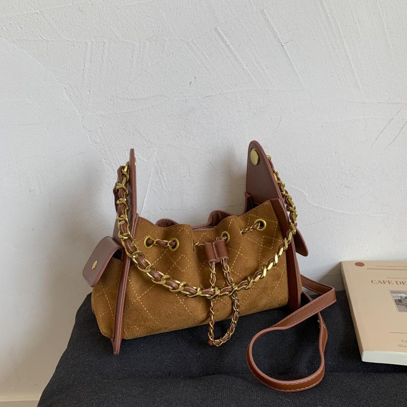 Hochwertige Wildleder-Ketten-Umhängetasche 2025 für Damen - Lässiger Herbst-Arbeitsweg