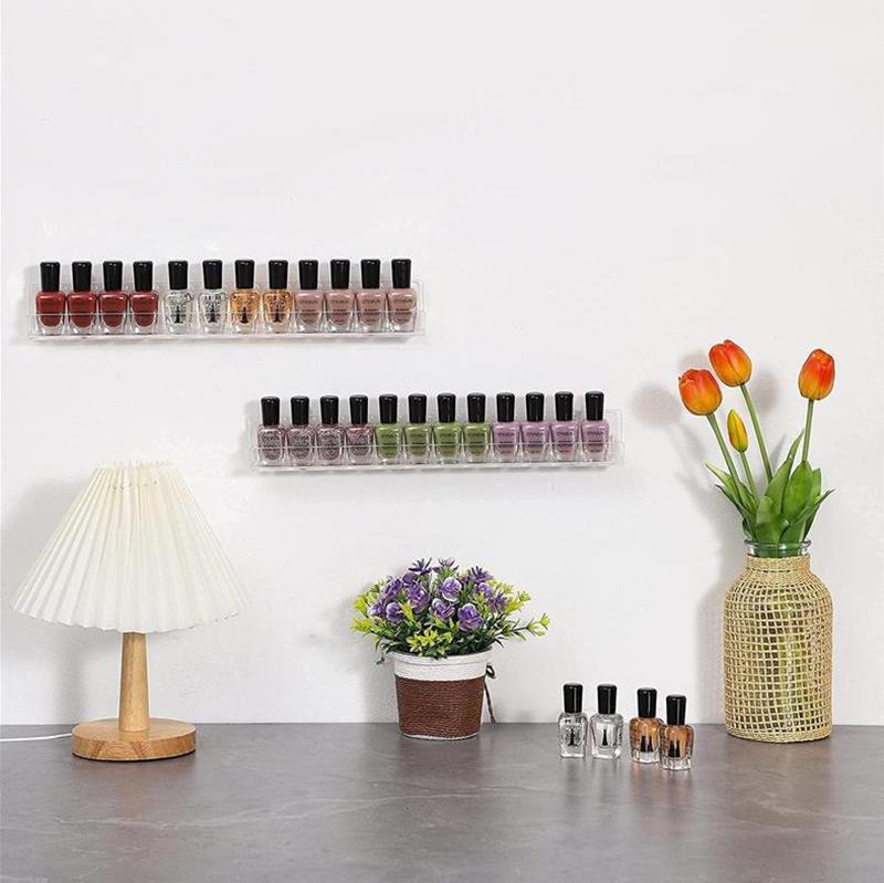 Acrylic Nail Polish Rack Wall Mounted Lipstick Nail Polish Bottle Holder Organizer Nail Paint Display Stand Shelf With Screws