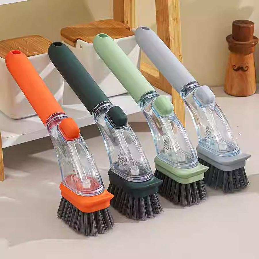 Household Kitchen Scraper Brush Cleaning Splash Guard Multi-Function Scrub Brush with Squeegee