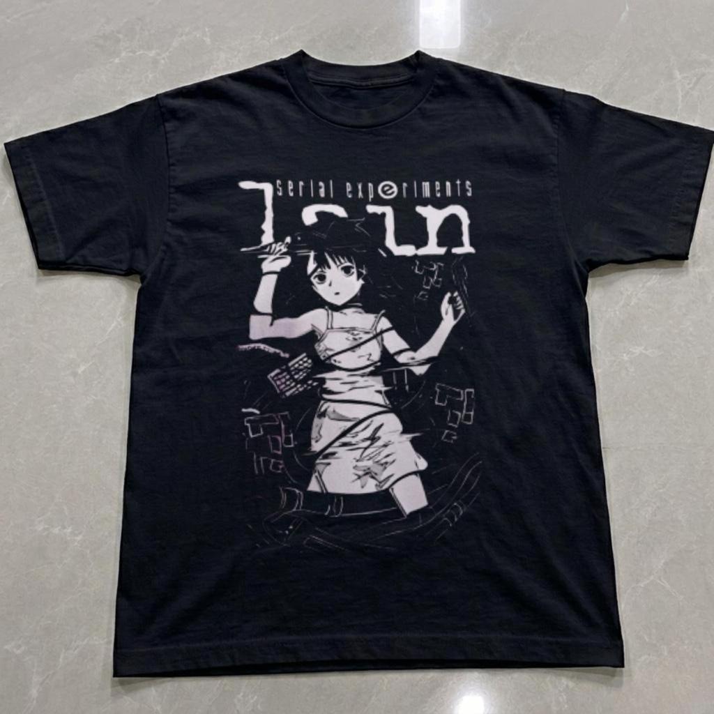 Lain Graphic Print Autumn Cotton Unisex Tshirt Short Sleeve Street Fashion Trend Clothing Street Style Winter Innerwear Tops