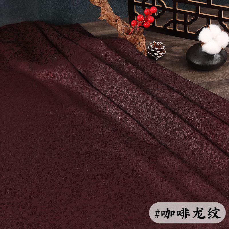 Double Sided Jacquard Fabric Bamboo Dragon Pattern By The Meter for Clothes Cheongsam Hanfu Sewing Cloth Fine Soft Gold White