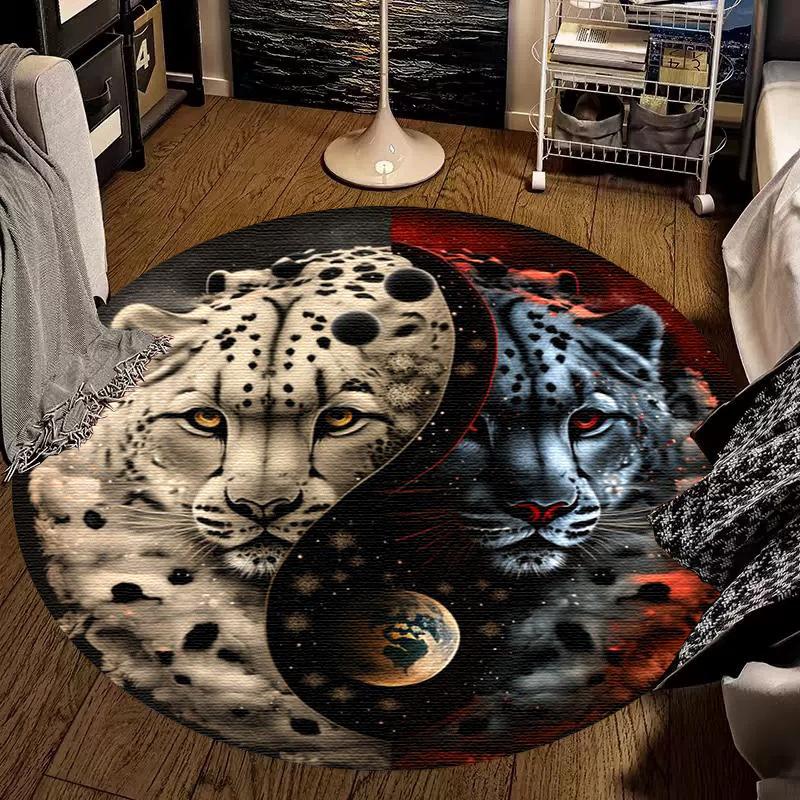 Luxury Sakura Goldfish Dragon Lion Cat Tree Design Carpet Mat Round Machine Washable Rug for Living Room Rugs for Bedroom