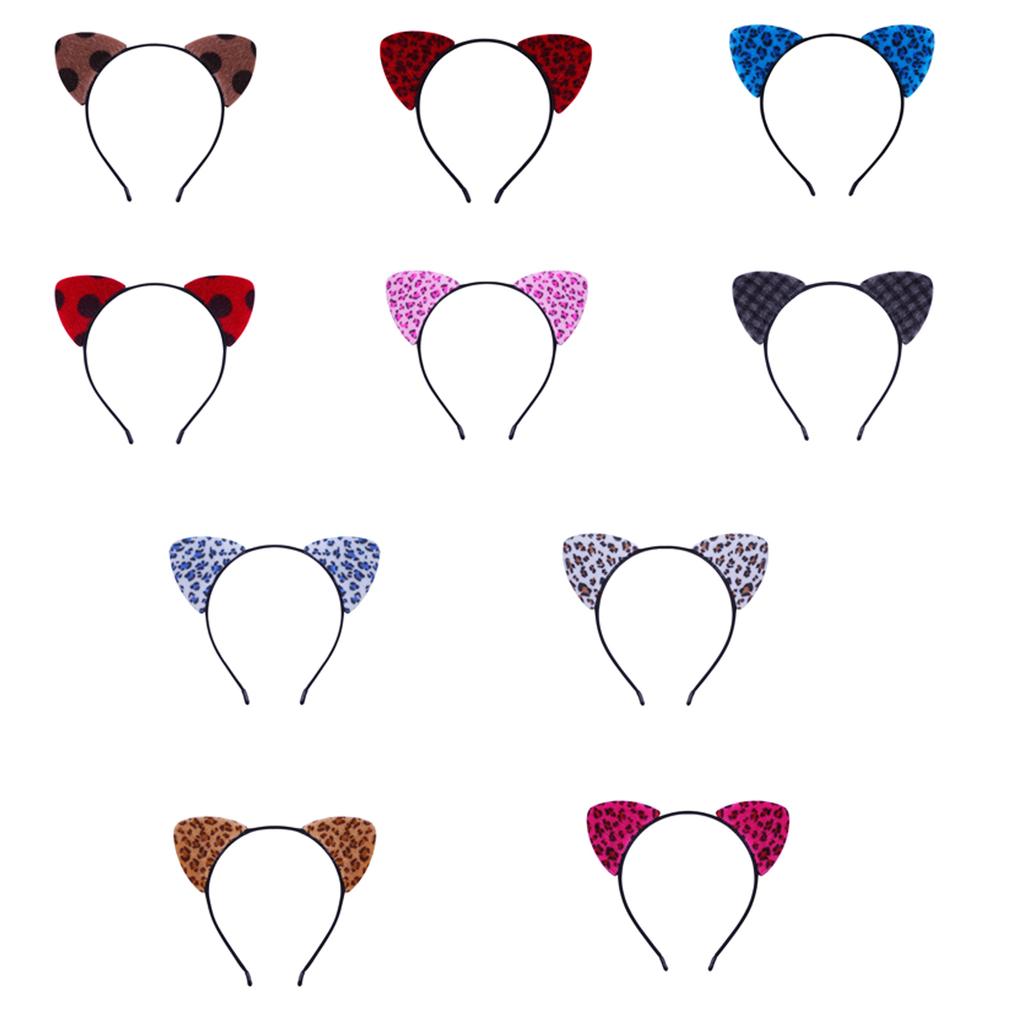 Leopard Print Cats Ear Headband for Casual and Formal Plush Anime Ear Hairband Roleplay Props Hairband for Adult Kids