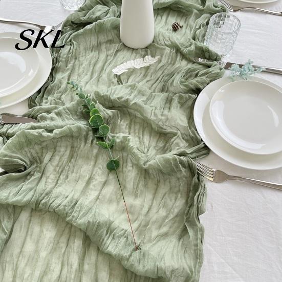 Table Runner Cheesecloth Runner, Boho Rustic Gauze Wrinkled Farmhouse Decorative Sheer for Wedding Party Baby Shower Birthday Home Decor Scratch