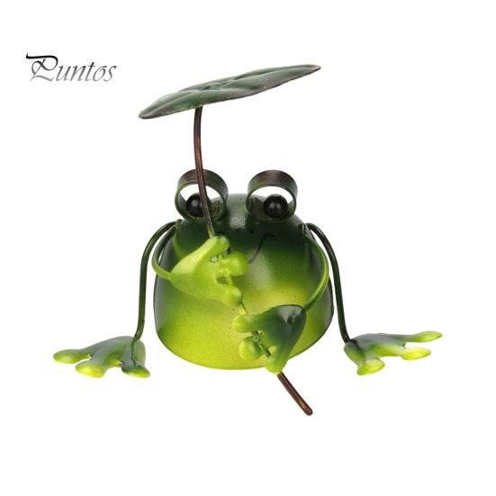 Frog Garden Statue Handmade Iron Frog Ornament Collectible Frog Figurine for Patio Balcony Home Indoor Decor Office Desk