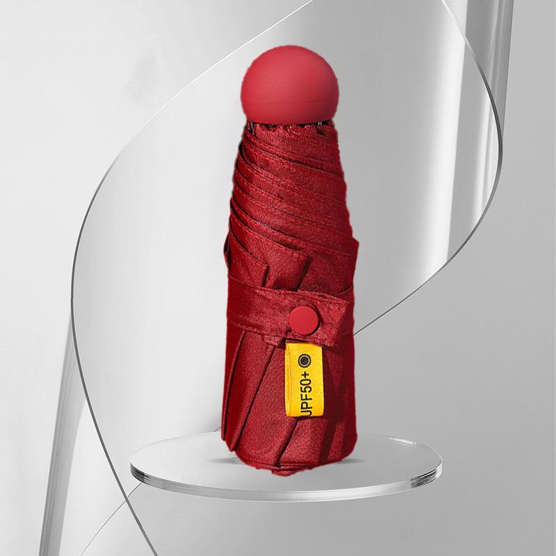 Black Plastic 50% Fold Ultra-Light Pocket Umbrella - Portable, Mini, for Sun/Rain