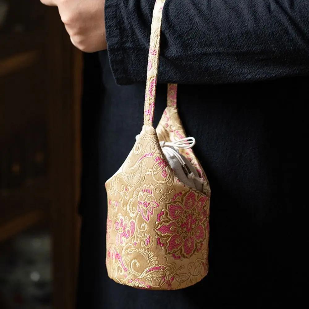 Chinese Style Embroidered Handbag Handbag Flower Print Tea Tools Storage Bag Cheongsam Accessories Small Item Pouch