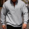 Men Quarter Zip Sweatshirt Mock Neck Fleece Lined Pullover Solid Color Loose Casual Warm Sweatshirt for Winter Sports Street Party Wear