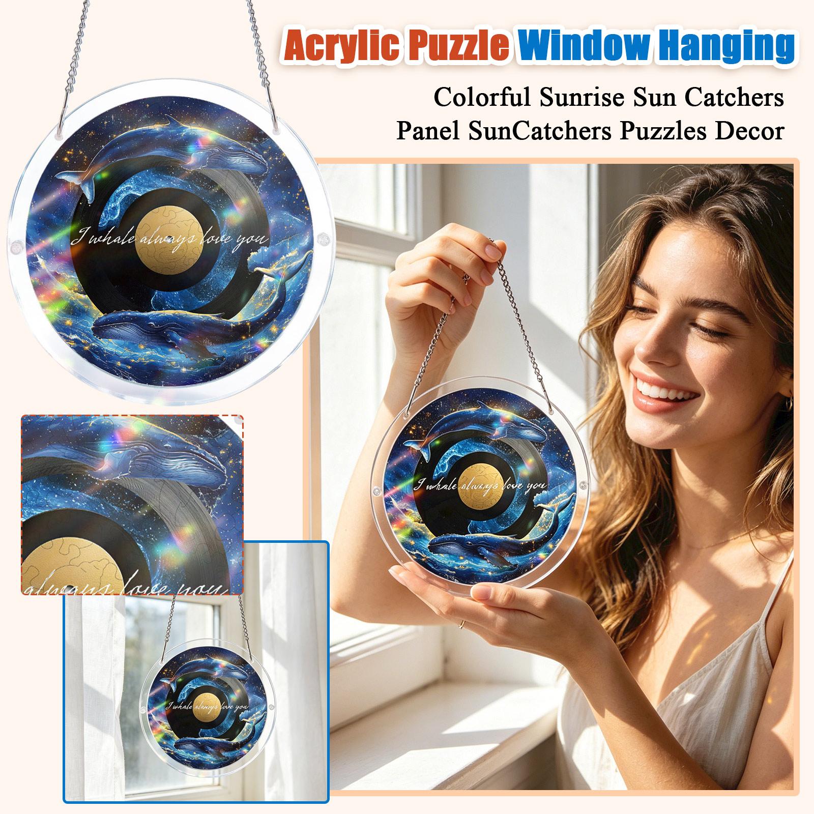 

Acrylic Puzzle Window Hanging, Colorful Sunrise Sun Catchers Panel SunCatchers Puzzles Decor For Birthday Women, Men, Wife, Aunt, And Mom One Size чорний