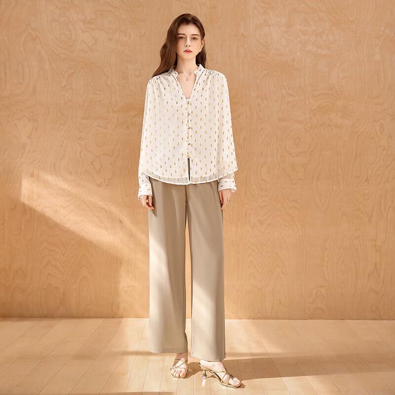 Women s Elegant Stand-up Collar Long Sleeve Shirt S