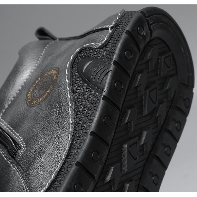 Men's High-top Leather Boots Casual Sneakers Winter Plush Shoes Snow Boots 39-46