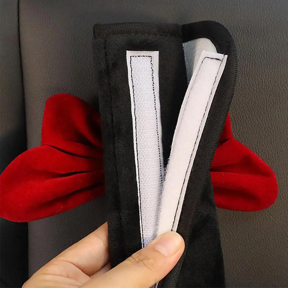 Red Bow Car Interior Neck Pillow Headrest Car Seat Belt Shoulder Cover Steering Wheel Cover Cute Women Car Decorations Supplies