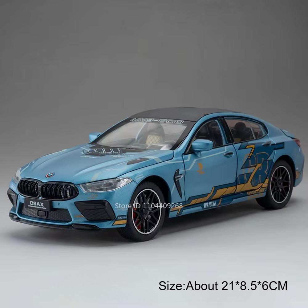 

1:24 Scale M3 M8 Toy Sports Car Model Toy Wheel Steering Sound Light Doors Opened Supercar Models Office Table Ornament