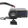   Motorcycle Dual USB   Socket Adapter with Voltmeter Display