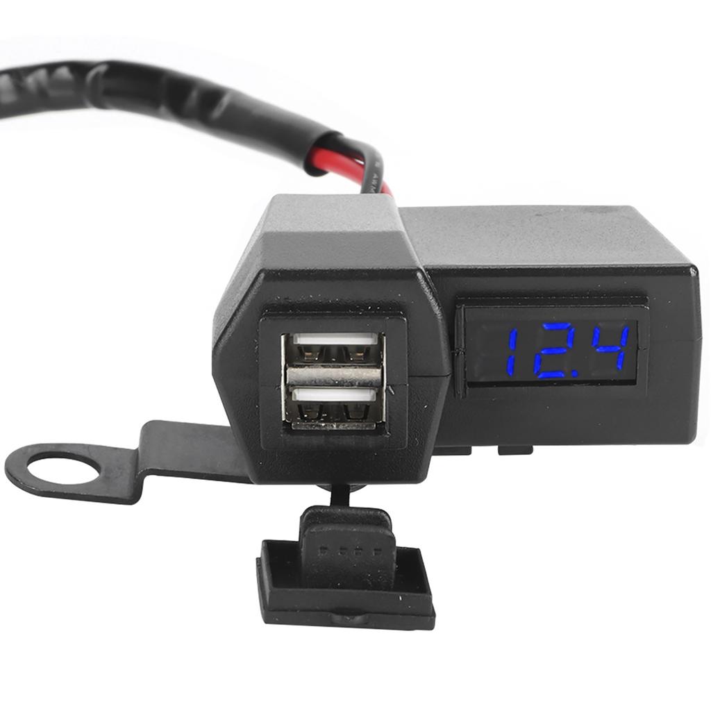   Motorcycle Dual USB   Socket Adapter with Voltmeter Display