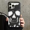 3D Matte Metallic Color Hollow Out Skull Phone Case for iPhone 16 15 13 12 11 14 ProMax 16 15 Plus Fashion Shockproof Soft Cover