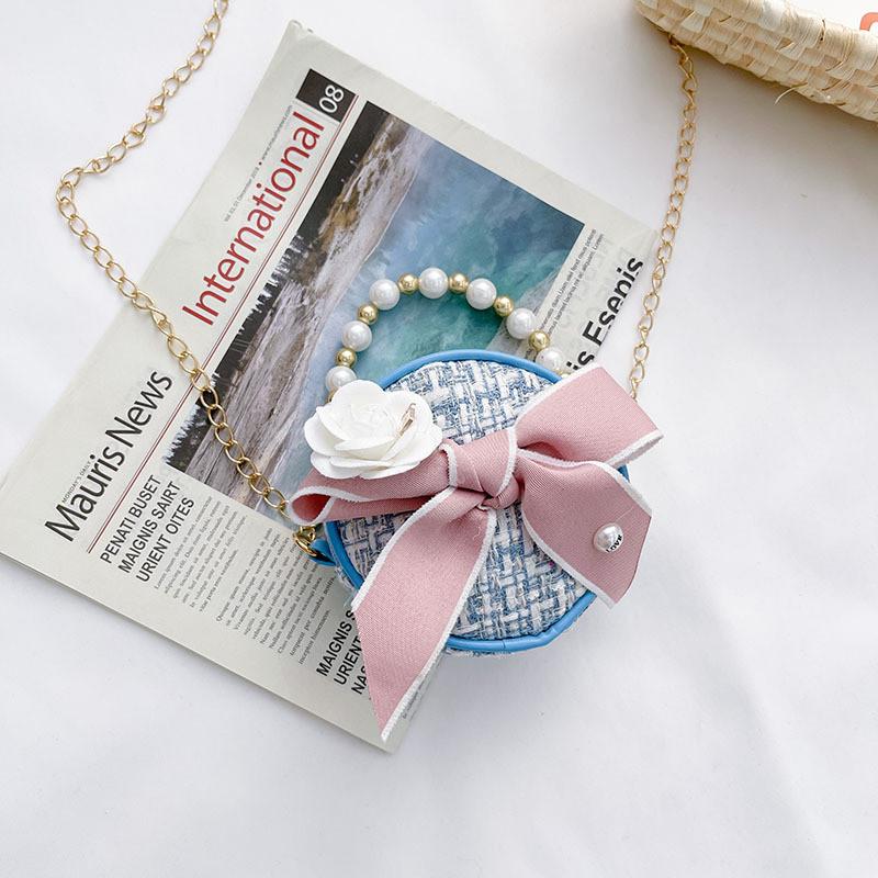 Bow Princess Pearl Flower Design Children Wallet Girl Handheld Bag Crossbody