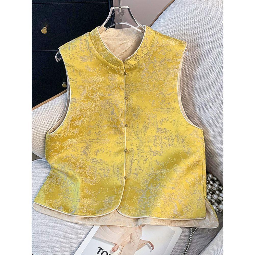 

Премиальный темпераментный жаккардовый топ-жилет женский весенне-летний верхняя одежда с пряжкой 3XL (recommended 138-75kg)