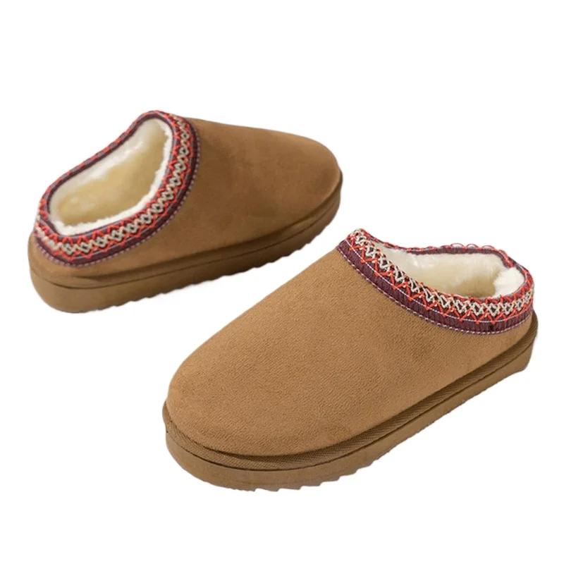 

Зимние женские сапоги из кашемира, теплые, толстые подошвы, без каблука, покрытые волосами, полутапочки из хлопка, теплые сапоги из кашемира 36