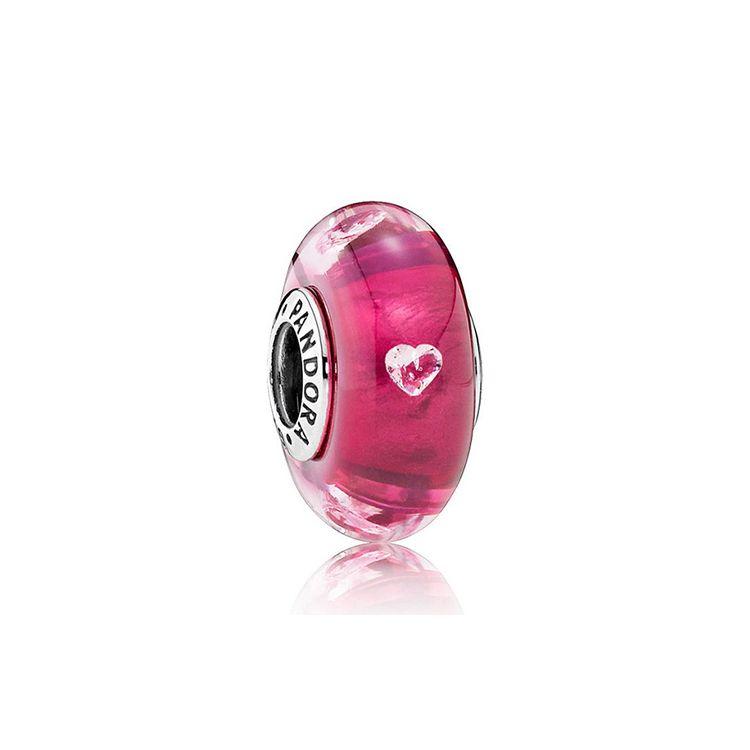 Pandora Cherry Red Heart Shaped Bubble 925 Silver Glass Pendant Women pendant 791664PCZ Cherry Red