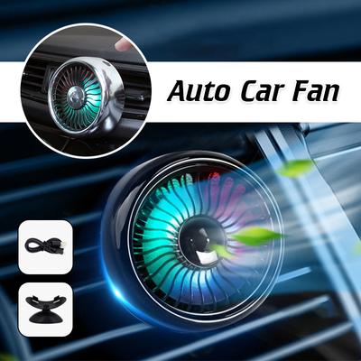 3 Speed Adjustable Mini Fan USB Car Fan Summer Air Outlet Cooling Fan LED Color Light Electric 5V Car Circulator Cooler