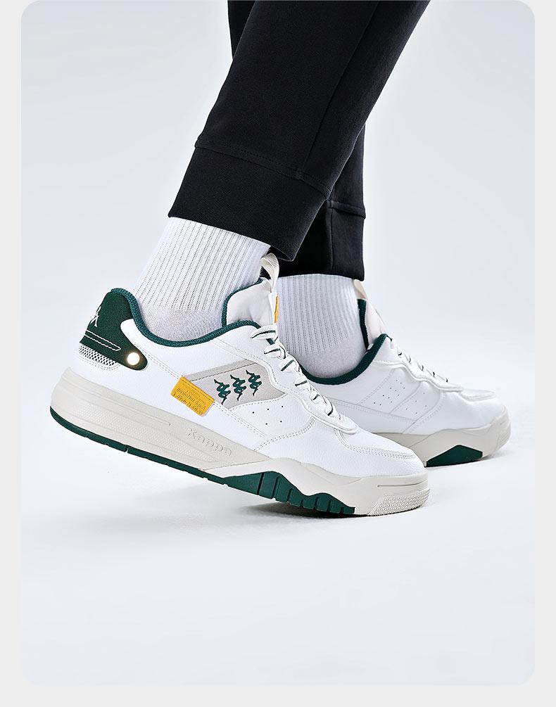 Kappa Board Shoes KOMPO Series Men's and Women's String Label Casual Shoes Leather Sports White Shoes