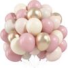 Dusty Pink Beige Balloons, 60 Pcs 12 Inch Pink Sand White Balloons, Metallic Gold Nude Cream Balloon for Girls Women Birthday Pastel Bridal Shower