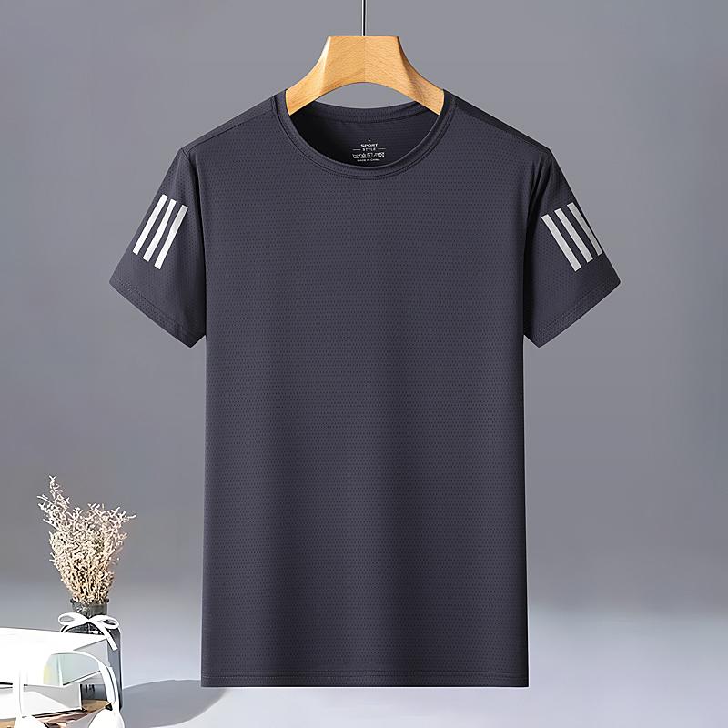 Letné L-8XL Pánske Ležérne Tričko z Ľadového Hodvábu Vonkajšie Športové Okrúhly Výstrih Rýchloschnúce Klimatizované Krátkorukávové Tričko