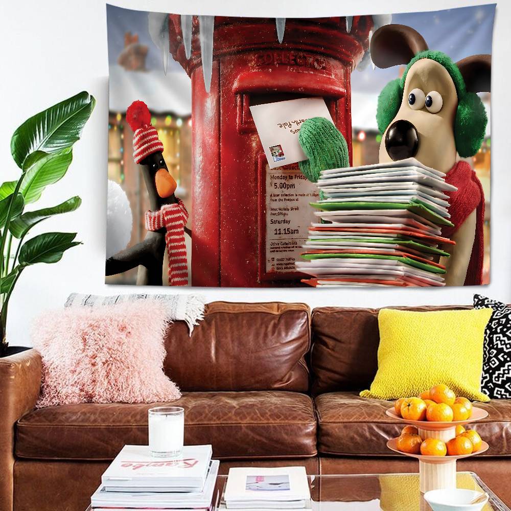 WWallace und GGromit Bedruckter Großer Wandteppich Kunst Science-Fiction Zimmer Heimdekoration Dekoration Decke