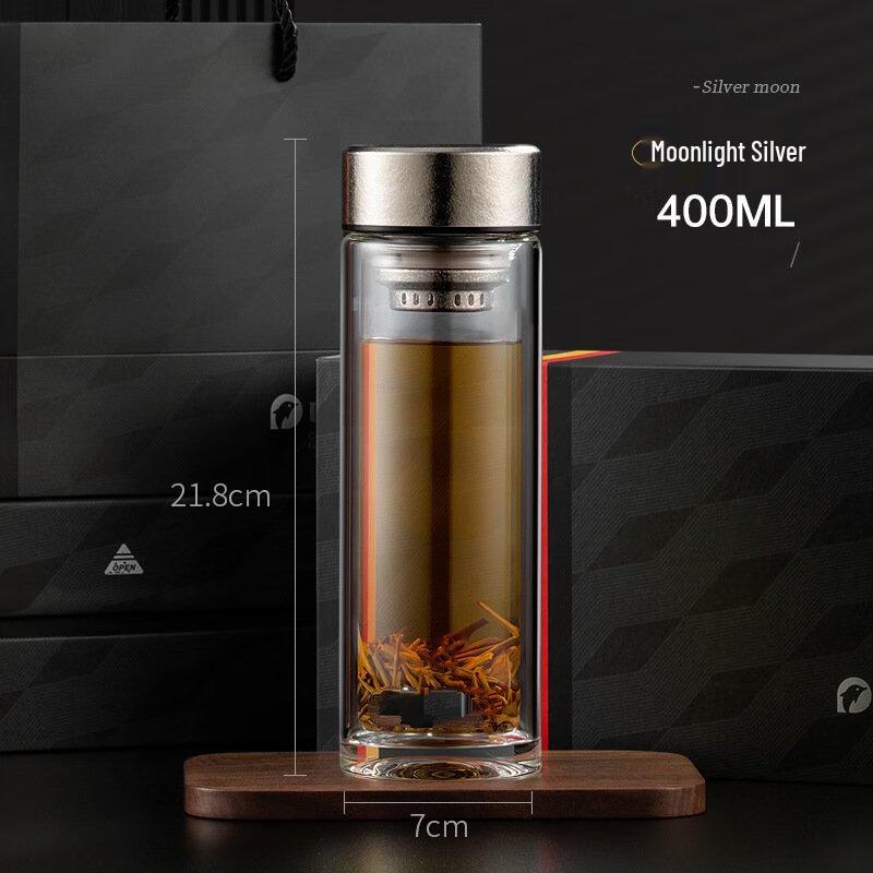 MRSIKEY Double-Walled Glass Tea Infuser Mug