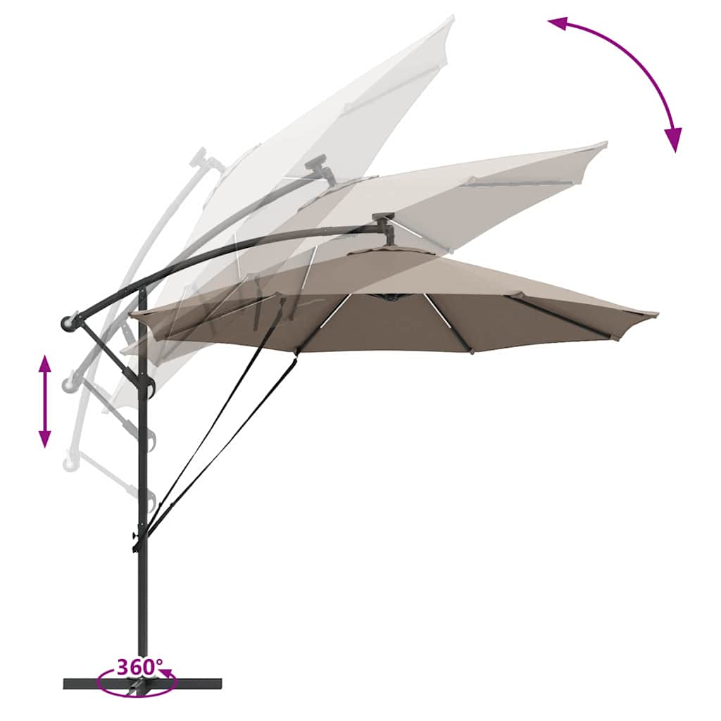 Sun Umbrella Taupe 294 X 294 X 248 Cm Polyester and Aluminum