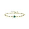 Bracelet Chaîne à Maillons en Acier Inoxydable Fait Main Bonne Chance Œil Turc Maléfique Couleur Dorée Pour Femmes Hommes Bijoux Cadeau de Fête