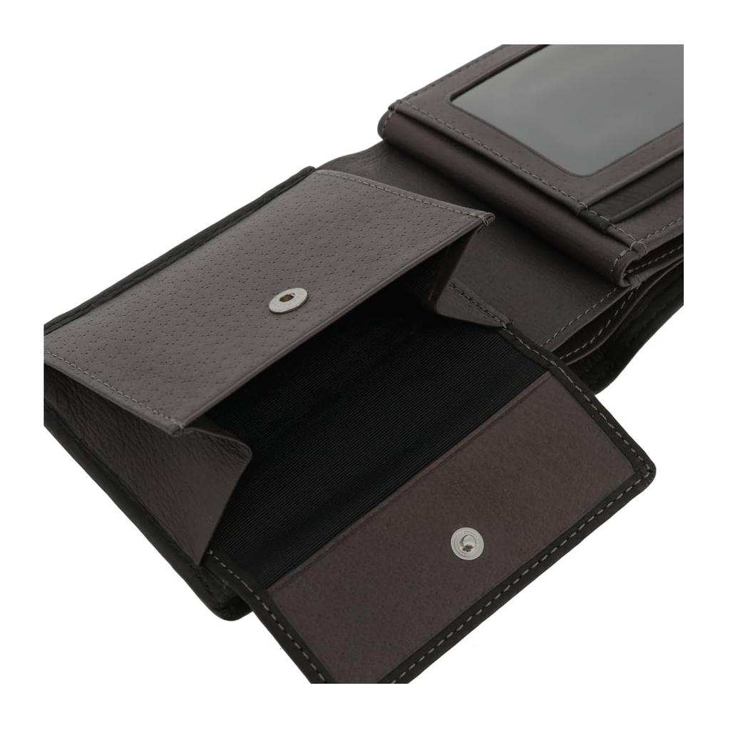 Helena Men's Tenerezza Bifold Wallet with Bella, Mini Wallet, 0741, Cowhide Leather [06] Green x Charcoal