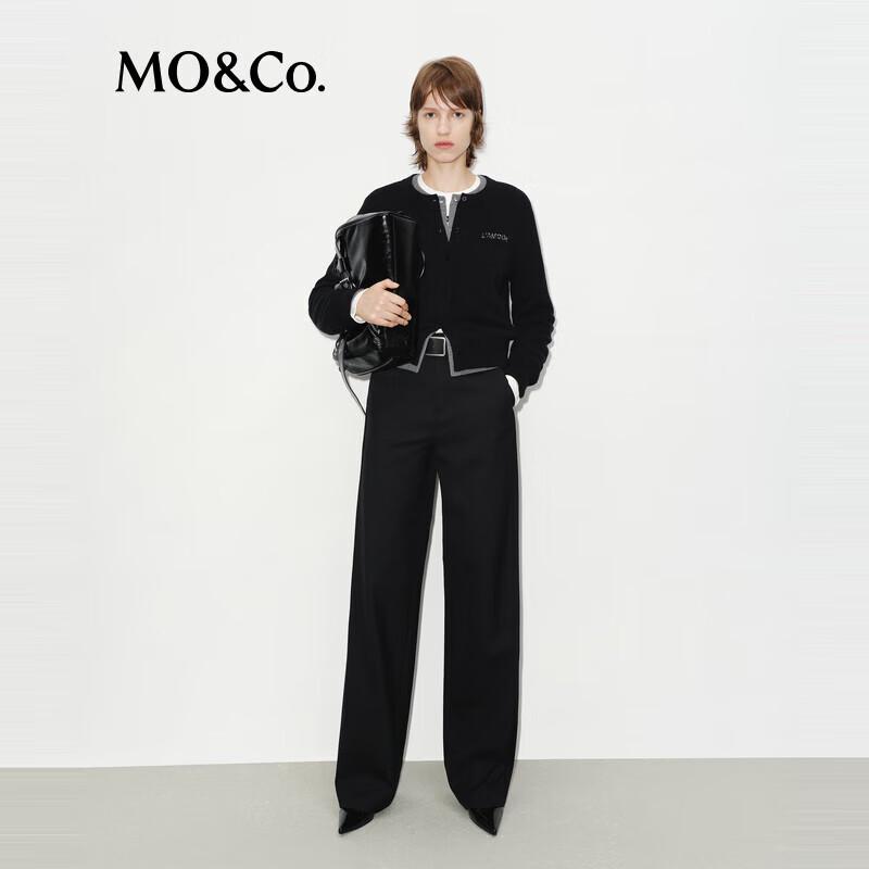 MO&Co. Women's Wool Blend Straight-Leg High-Waist Trousers