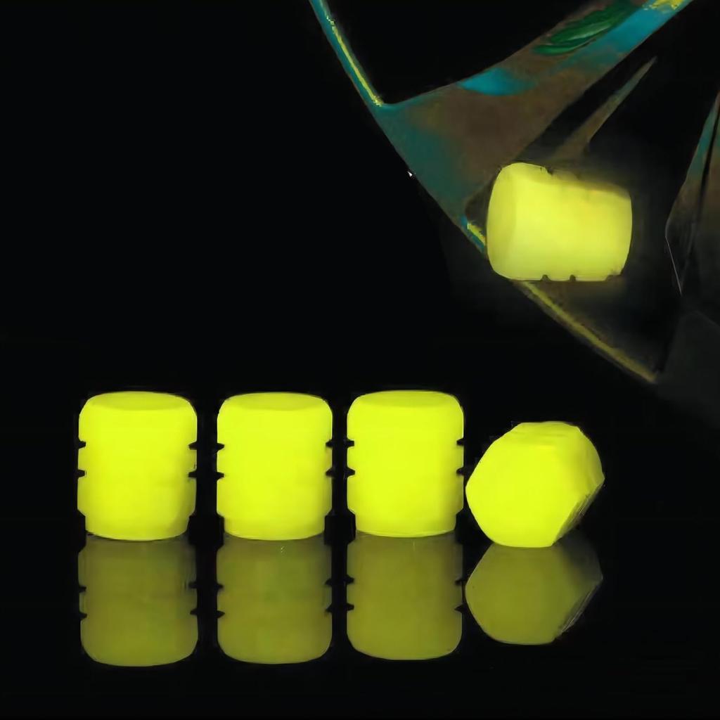Luminous Tire Valve Cap Rubber Fluorescent Tire Valve Cap Luminous Air Nozzle Tire Valve