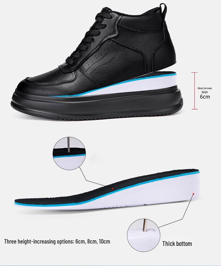 New British Style Mid-High Top Canvas Shoes: Lightweight, Breathable, Thick Sole, Hidden Heel, 10CM Casual Sports Shoes for Men