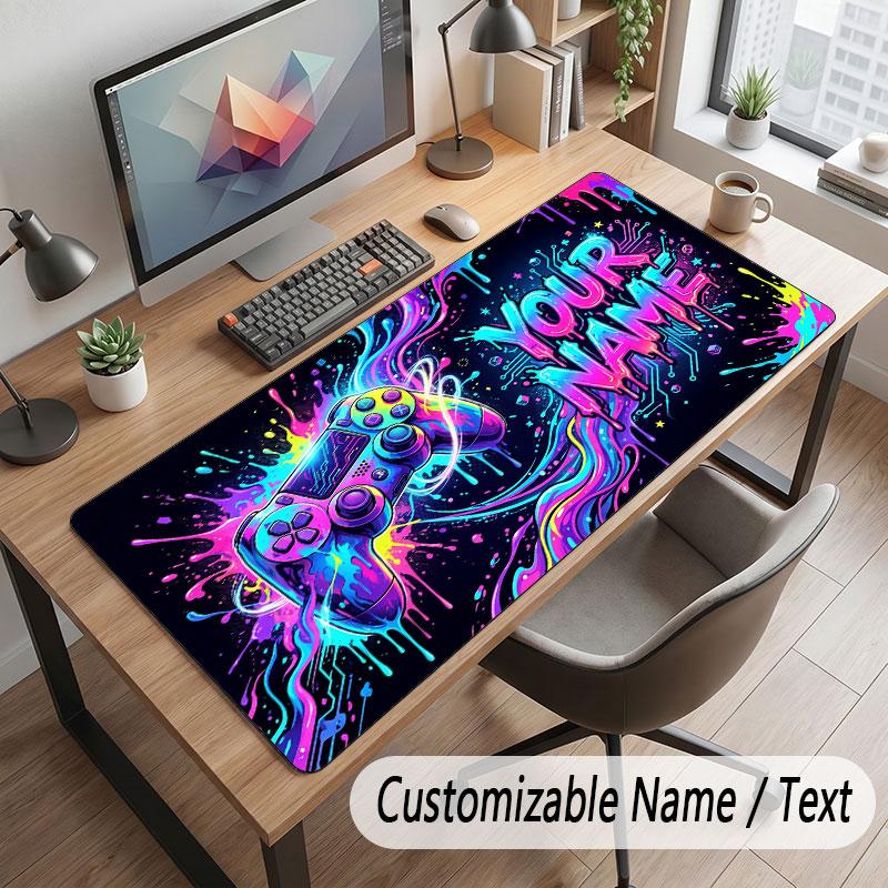 Game Controller Theme Customized Mouse Pad Personalized Print Name Text Desk Mat For Home Office Table Decor