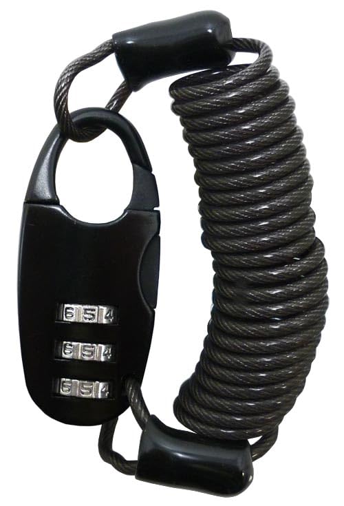 

Captain Stag Bicycle Wire Coil Wire Dial Dial 1200mm Changeable Lock, Lock, Lock, Mini, 3-Digit Lock, Long, 2.5mm Diameter, PIN, Black, Y-4326 чёрный