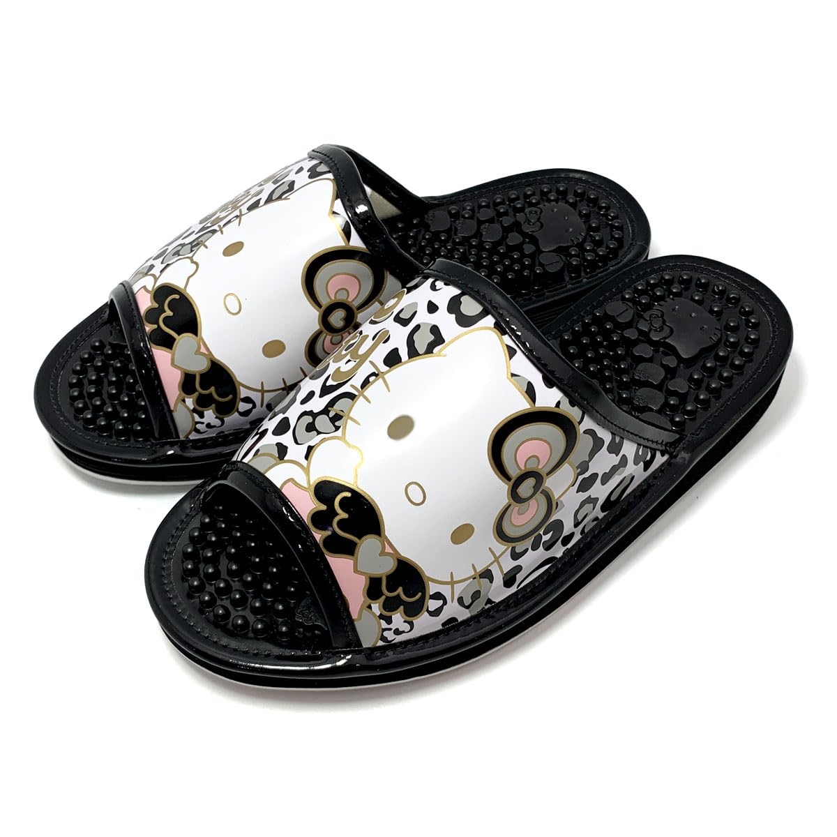 HELLO KITTY Leopard Print Health Sandals [Sanrio] SA-4202 Women s (Black, 24.0cm)