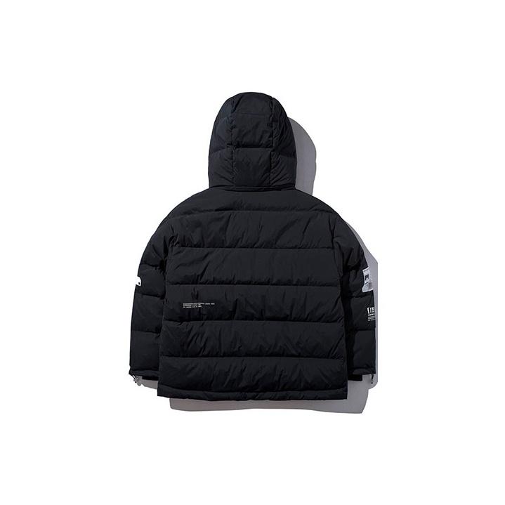 Li Ning Badfive Basketball Serie Lockerer Kurz Kapuzen-Warme Daunenjacke Winter Damenjacken Standard-Schwarz AYMP052-3