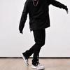 Mens Black Slim Straight Jeans Streetwear Vibe Loose Fit Casual Daily Wear Youth Fashion